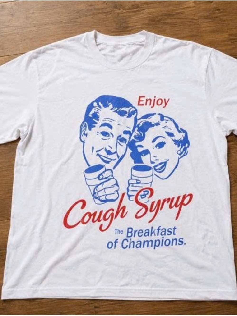 Retro Couple and Red Script White Short Sleeve Tee